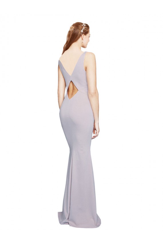 Stretch Crepe Mermaid Long Sleeveless Keyhole Back Arctic Lilac Prom Dresses Barrie