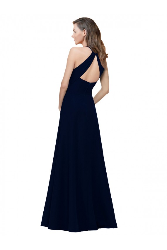 Stretch Crepe A-Line Long Sleeveless Keyhole Back Prom Dress / Bridesmaid Dress Barrie