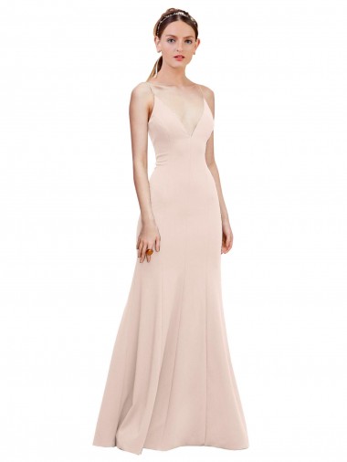 Stretch Crepe A-Line Long Sleeveless V-Back Formal Dress / Bridesmaid Dress Barrie