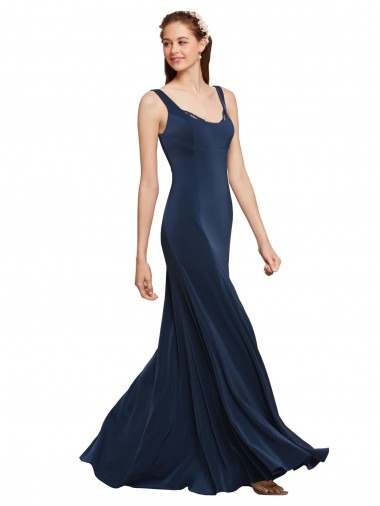 Stretch Crepe A-Line Long Sleeveless Low Back Prom Dress / Bridesmaid Dress Barrie
