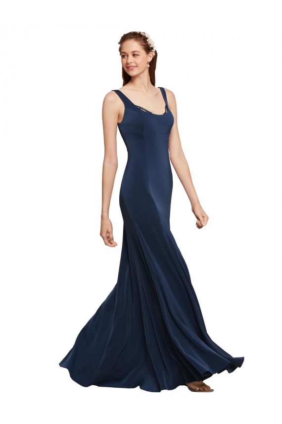 Stretch Crepe A-Line Long Sleeveless Low Back Prom Dress / Bridesmaid Dress Barrie