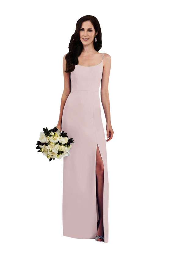 Stretch Crepe Trumpet Long Sleeveless V-Back Front Slit Prom Dresses Barrie