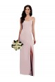 Stretch Crepe Trumpet Long Sleeveless V-Back Front Slit Prom Dresses Barrie