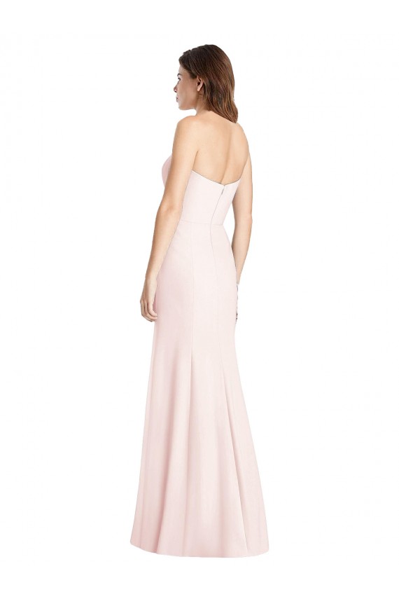 Stretch Crepe Trumpet Long Sleeveless Low Back Front Slit Prom Dresses Barrie