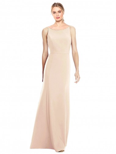 Stretch Crepe Trumpet Long Sleeveless Open Back Semi Formal Evening Dress / Prom Dress / Bridesmaid Dress Barrie