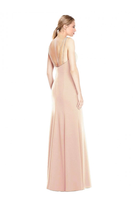 Stretch Crepe Trumpet Long Sleeveless Open Back Semi Formal Evening Dress / Prom Dress / Bridesmaid Dress Barrie
