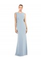 Stretch Crepe Trumpet Long Sleeveless Low Back Light Sky Blue Prom Dresses Barrie