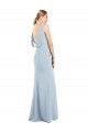 Stretch Crepe Trumpet Long Sleeveless Low Back Light Sky Blue Prom Dresses Barrie