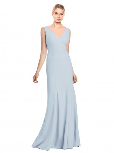 Stretch Crepe Trumpet Trumpet Sleeveless Light Sky Blue Bridesmaid Dress / Formal Dress Barrie