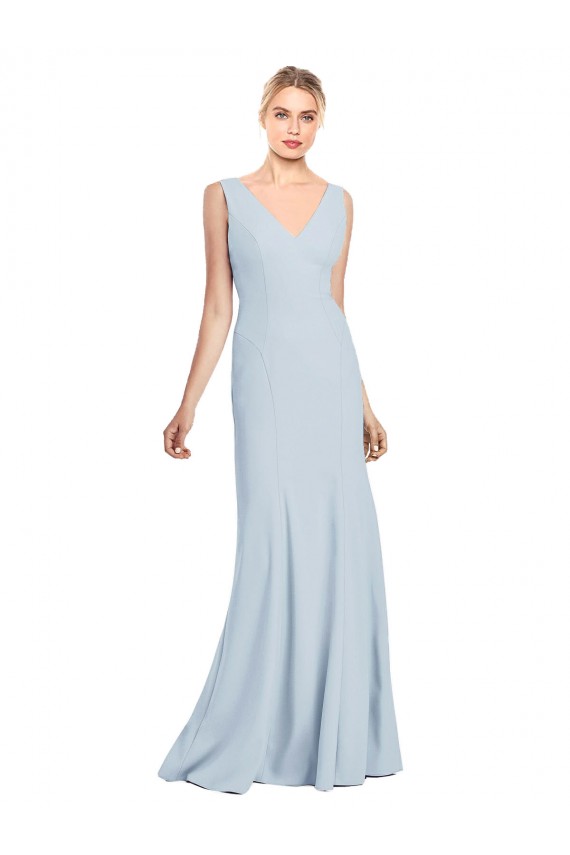 Stretch Crepe Trumpet Trumpet Sleeveless Light Sky Blue Bridesmaid Dress / Formal Dress Barrie