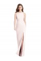Stretch Crepe Trumpet Long Sleeveless Open Back Front Slit Prom Dresses Barrie
