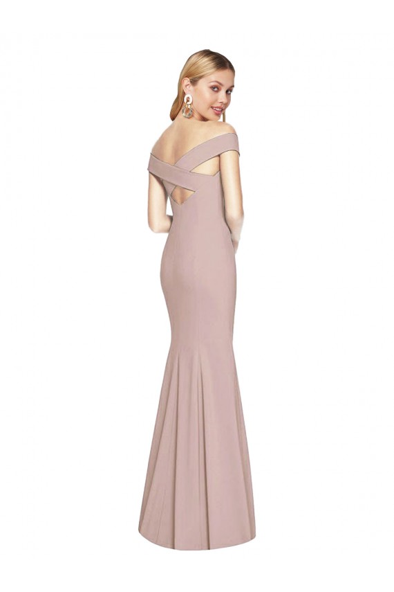 Stretch Crepe Trumpet Long Sleeveless Criss Cross Back Semi Formal Evening Dress / Prom Dress / Bridesmaid Dress Barrie