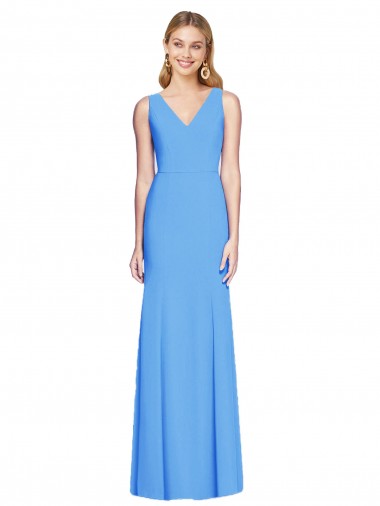 Stretch Crepe Trumpet Trumpet Sleeveless Peacock Blue Semi Formal Evening Dress / Prom Dress / Bridesmaid Dress Barrie