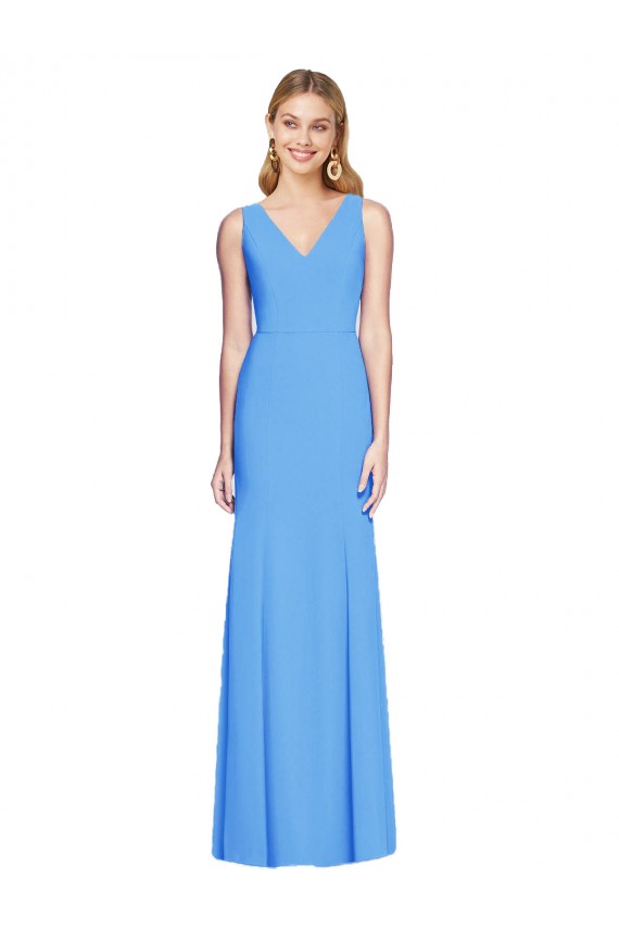 Stretch Crepe Trumpet Trumpet Sleeveless Peacock Blue Semi Formal Evening Dress / Prom Dress / Bridesmaid Dress Barrie