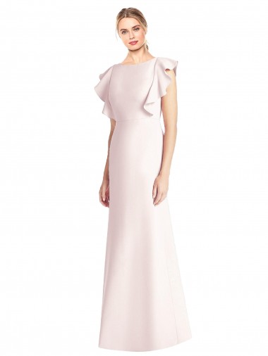 Stretch Crepe Trumpet Long Cap Sleeves Open Back Formal Dress / Bridesmaid Dress Barrie