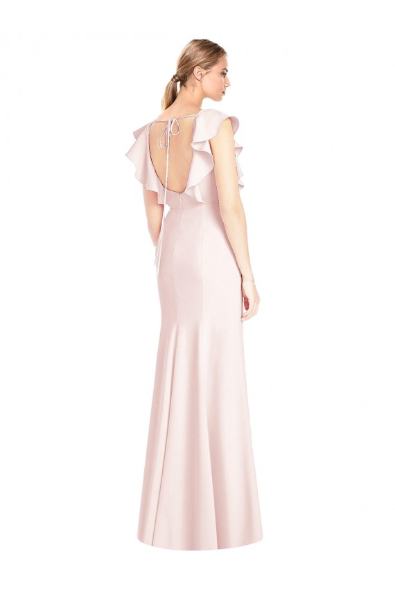 Stretch Crepe Trumpet Long Cap Sleeves Open Back Formal Dress / Bridesmaid Dress Barrie