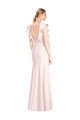 Stretch Crepe Trumpet Long Cap Sleeves Open Back Formal Dress / Bridesmaid Dress Barrie