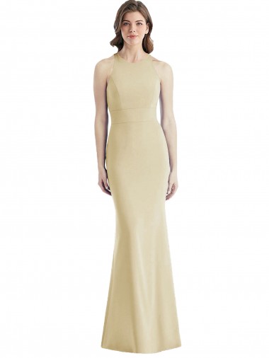 Stretch Crepe Trumpet Long Sleeveless Criss Cross Open Back Semi Formal Evening Dress / Prom Dress / Bridesmaid Dress Barrie