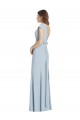 Stretch Crepe Trumpet Long Cap Sleeves Open Back Light Sky Blue Prom Dresses Barrie