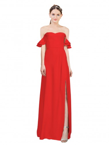 Stretch Crepe A-Line Long Sleeveless Side Slit Prom Dresses Barrie