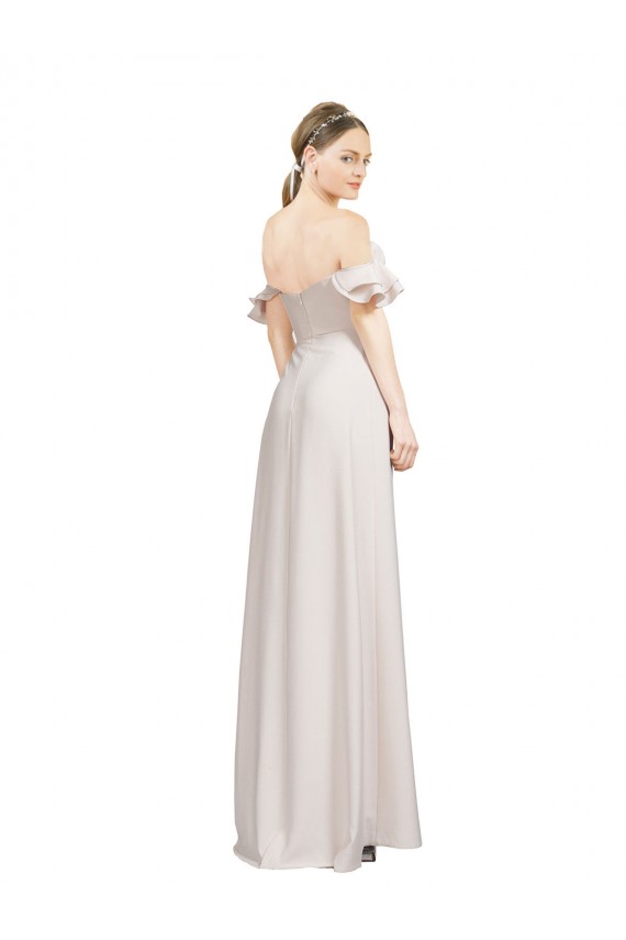 Stretch Crepe A-Line Long Sleeveless Side Slit Prom Dresses Barrie