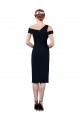 Stretch Crepe Mermaid Cocktail Length Sleeveless Dark Navy Prom Dresses Barrie