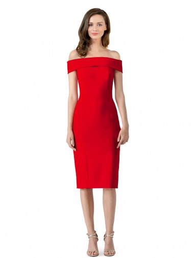 Stretch Crepe Sheath Cocktail Length Sleeveless Formal Evening Gown / Prom Dress / Bridesmaid Dress Barrie