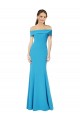 Stretch Crepe Sheath Long Sleeveless Peacock Blue Formal Dress / Bridesmaid Dress Barrie
