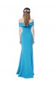Stretch Crepe Sheath Long Sleeveless Peacock Blue Formal Dress / Bridesmaid Dress Barrie