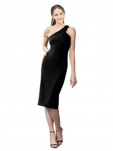 Stretch Crepe Sheath Cocktail Length Sleeveless Black Prom Dresses Barrie