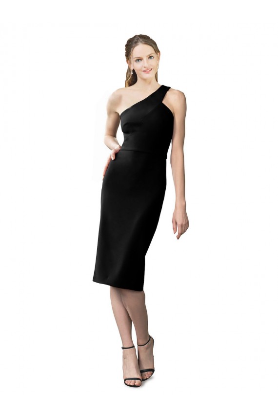 Stretch Crepe Sheath Cocktail Length Sleeveless Black Prom Dresses Barrie