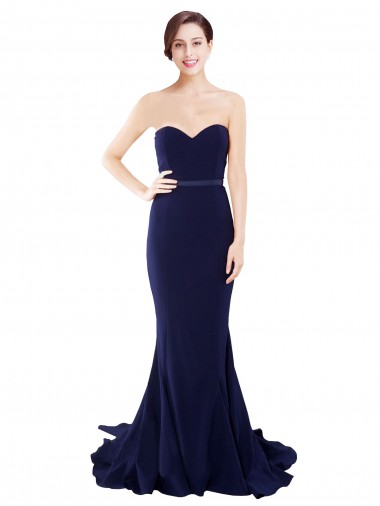 Stretch Crepe Mermaid Sweep Train Sleeveless Low Back Semi Formal Evening Dress / Prom Dress / Bridesmaid Dress Barrie