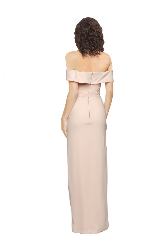Stretch Crepe Mermaid Long Sleeveless Low Back Daring Side Slit Prom Dresses Barrie