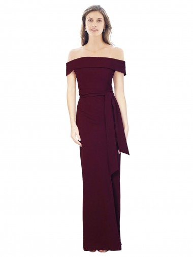 Stretch Crepe Mermaid Long Sleeveless Off the Shoulder Low Back Prom Dresses Barrie