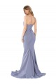 Stretch Crepe Mermaid Long Sleeveless Smoke Blue Low Back Formal Evening Gown / Prom Dress / Bridesmaid Dress Barrie