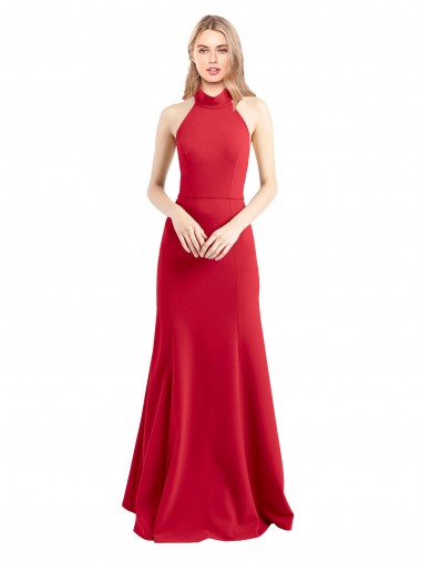 Stretch Crepe A-Line Long Sleeveless Open Back Formal Evening Gown / Prom Dress / Bridesmaid Dress Barrie