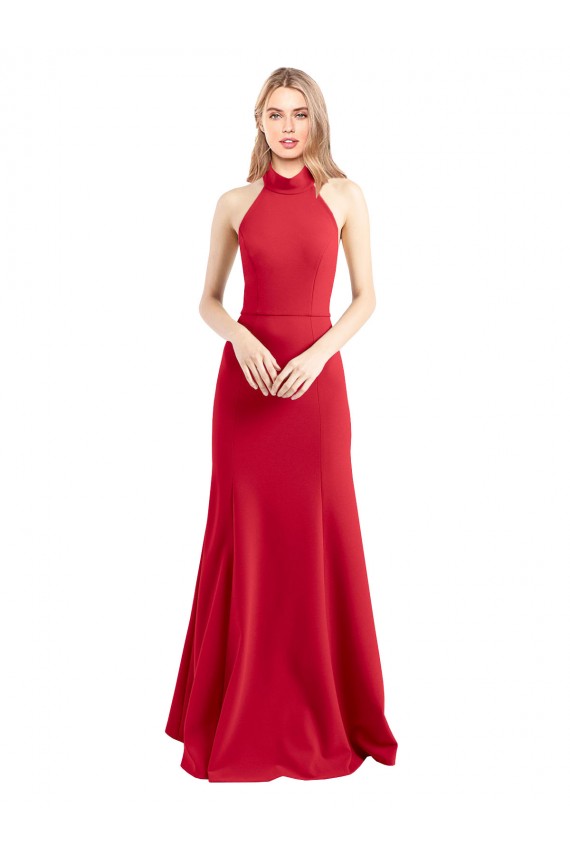 Stretch Crepe A-Line Long Sleeveless Open Back Formal Evening Gown / Prom Dress / Bridesmaid Dress Barrie