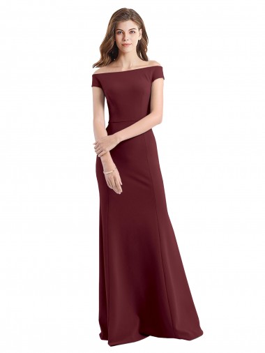 Stretch Crepe Sheath Sheath Sleeveless Burgundy Gold Prom Dress / Bridesmaid Dress Barrie