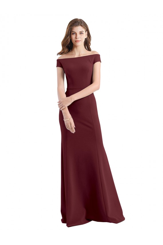 Stretch Crepe Sheath Sheath Sleeveless Burgundy Gold Prom Dress / Bridesmaid Dress Barrie