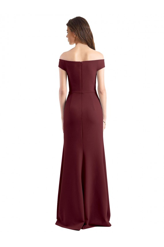 Stretch Crepe Sheath Sheath Sleeveless Burgundy Gold Prom Dress / Bridesmaid Dress Barrie