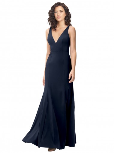 Stretch Crepe A-Line Sleeveless Dark Navy Formal Dress / Bridesmaid Dress Barrie