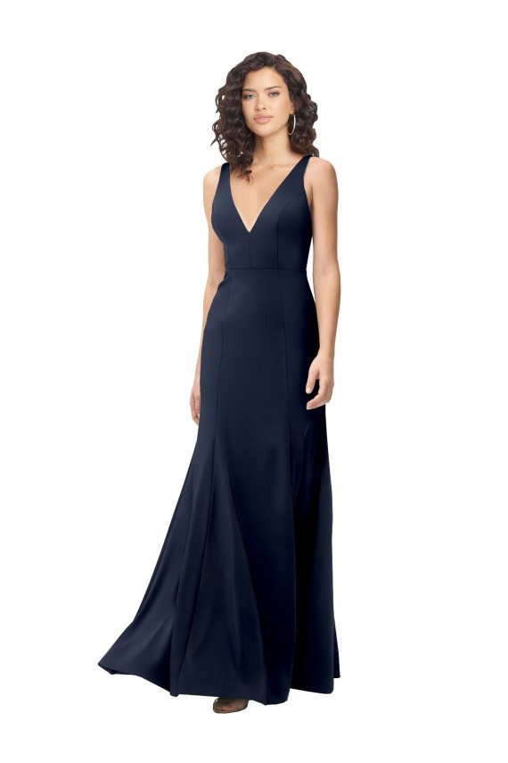 Stretch Crepe A-Line Sleeveless Dark Navy Formal Dress / Bridesmaid Dress Barrie