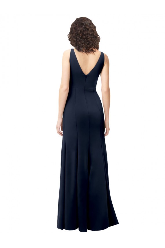 Stretch Crepe A-Line Sleeveless Dark Navy Formal Dress / Bridesmaid Dress Barrie