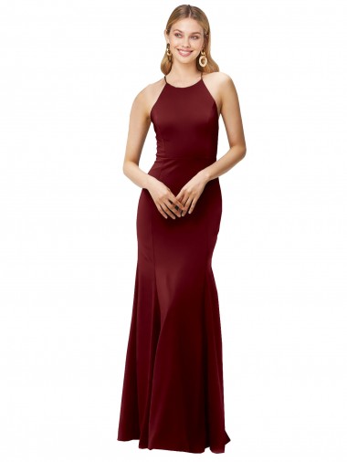 Stretch Crepe Mermaid Long Sleeveless Criss Cross Back Formal Evening Gown / Prom Dress / Bridesmaid Dress Barrie