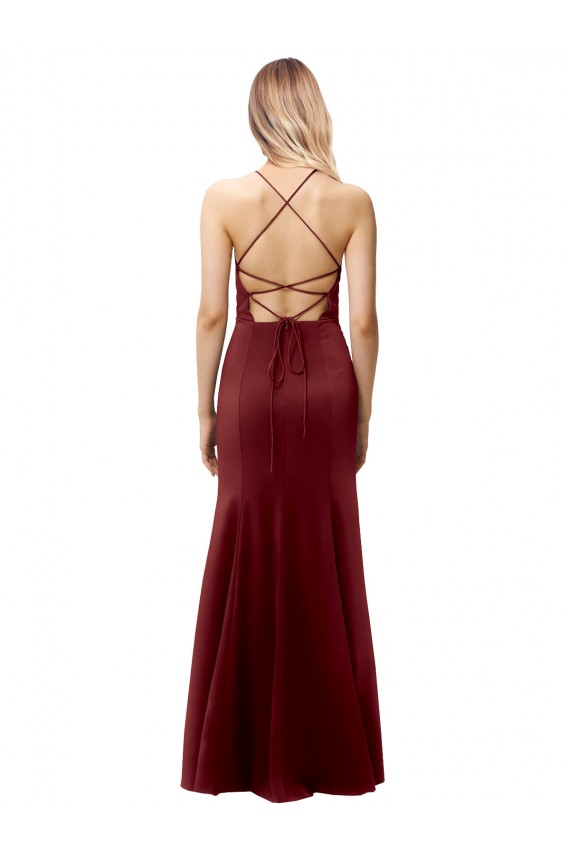 Stretch Crepe Mermaid Long Sleeveless Criss Cross Back Formal Evening Gown / Prom Dress / Bridesmaid Dress Barrie