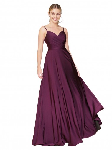 Stretch Crepe A-Line Long Sleeveless V-Back Formal Evening Gown / Prom Dress / Bridesmaid Dress Barrie
