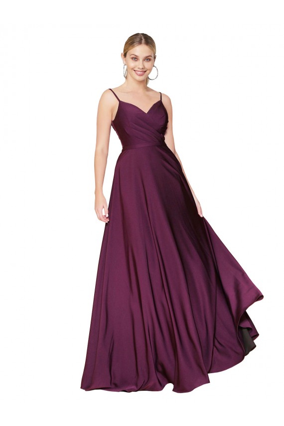 Stretch Crepe A-Line Long Sleeveless V-Back Formal Evening Gown / Prom Dress / Bridesmaid Dress Barrie