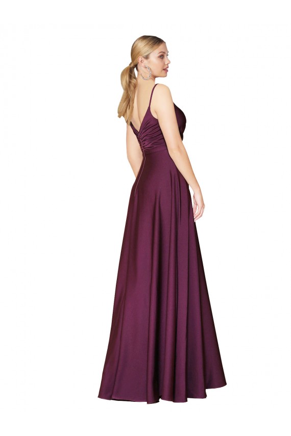 Stretch Crepe A-Line Long Sleeveless V-Back Formal Evening Gown / Prom Dress / Bridesmaid Dress Barrie