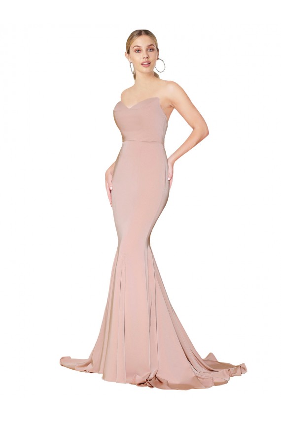 Stretch Crepe Mermaid Long Sleeveless Mauve Low Back Formal Dress / Bridesmaid Dress Barrie