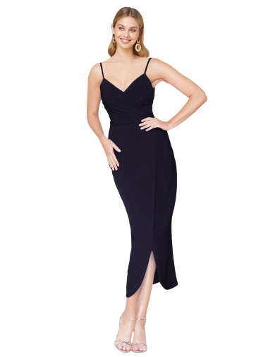 Stretch Crepe Mermaid Knee Length Sleeveless V-Back Formal Dress / Bridesmaid Dress Barrie